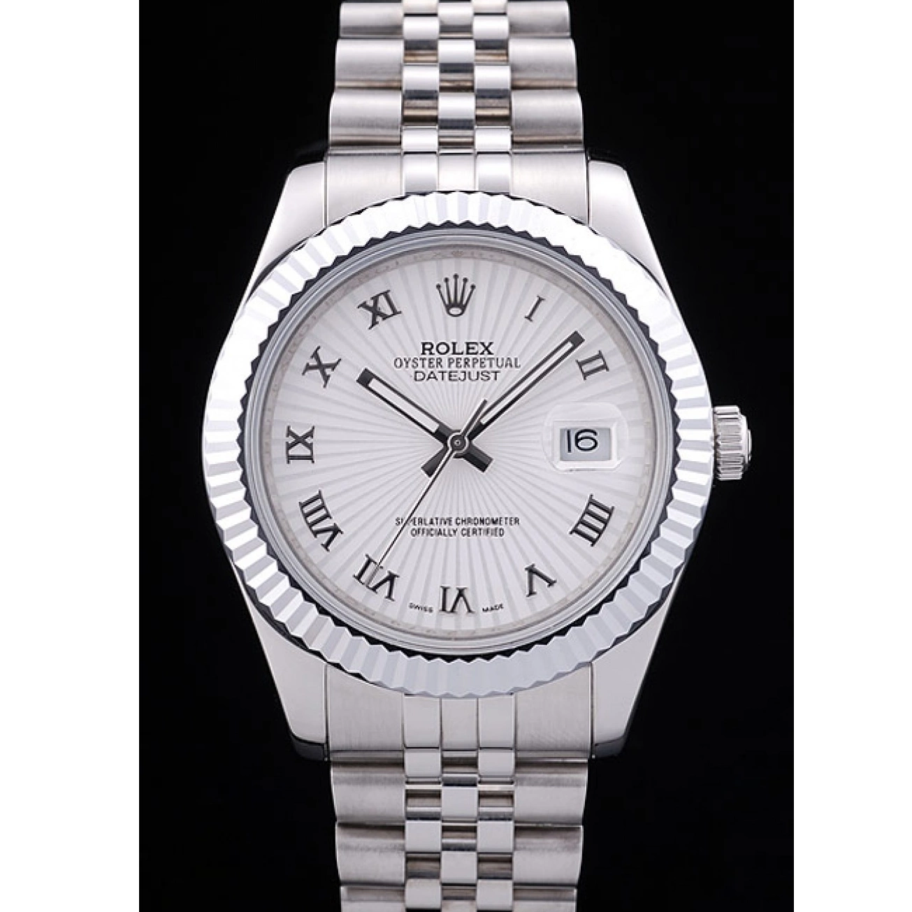 Best AAA Replica Sites Dial Ribbed Datejust Rolex Radial Bezel 7478 White 0531